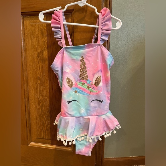 Girls Unicorn Ruffle Swimsuit - Picture 1 of 3